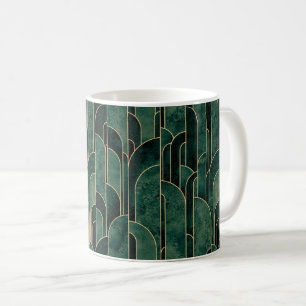 Mug Luxueux Motif Art déco Vert et Or