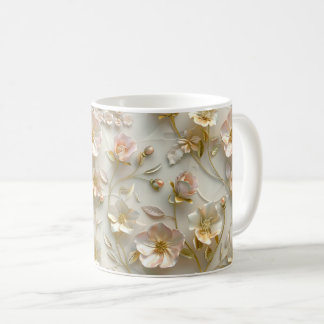 Mug Luxury 3D Embossed Floral Gold Foil Elegant 