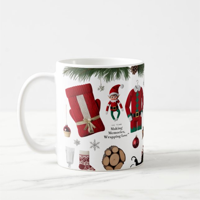 Mug Luxury Knitted Elf Team Holiday Collage Classic (Gauche)