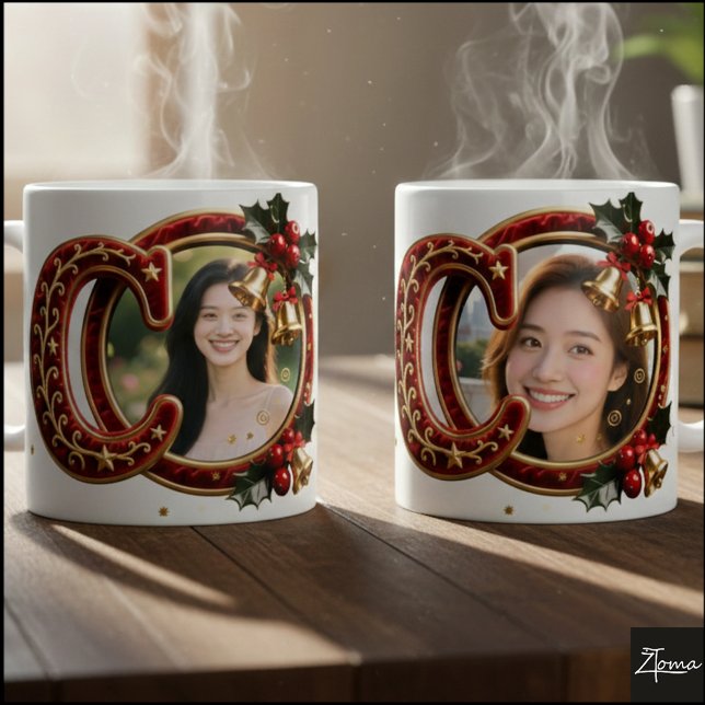 Mug Luxury Red Velvet Gold Christmas Letter c (Créateur téléchargé)