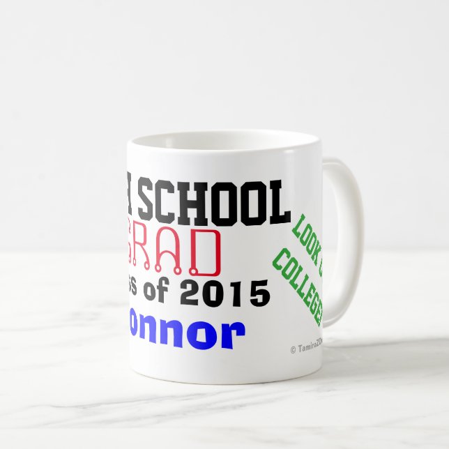 Mug Lycée Classe de diplôme de l'école de regarder par (Devant droit)