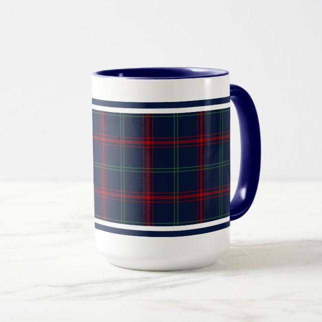 Mug Lynch Tartan Motif Marine bleu irlandais Plaid (Devant droit)