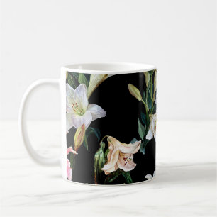 Mug Lys floraux : peinture arrière - plan noire