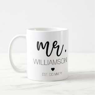 Mug M. Elegant Nom personnalisé Mariage Nouveau cadea