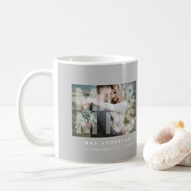 Mug M. et Mme mariage, photo préférez le cadeau (Avec donut)