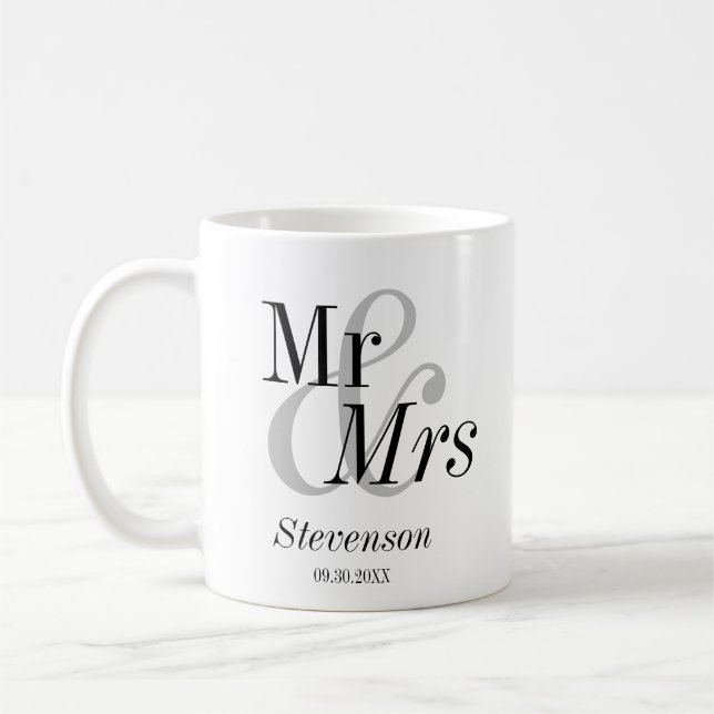 Mug M. et Mme Minimal Modern Mariage Cadeau (Gauche)