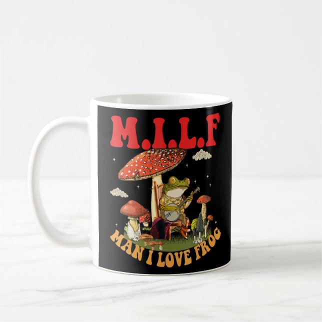 Mug M I L F Cottagecore Grenouille de champignons Joue (Gauche)