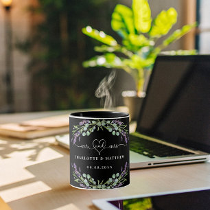 Mug M. mrs nouvellement mariés lavande noir mariage