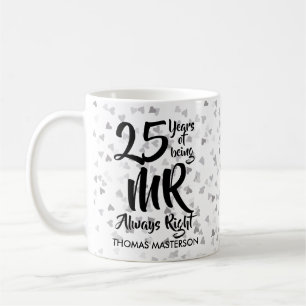 Mug M. Toujours Juste Fun 25e Anniversaire Cœurs Argen