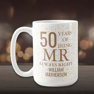 Mug M. Toujours Juste Fun 50e Anniversaire Cœurs D'Or