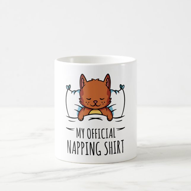 Mug Ma chemise de sieste officielle avec Cat couché (Centre)