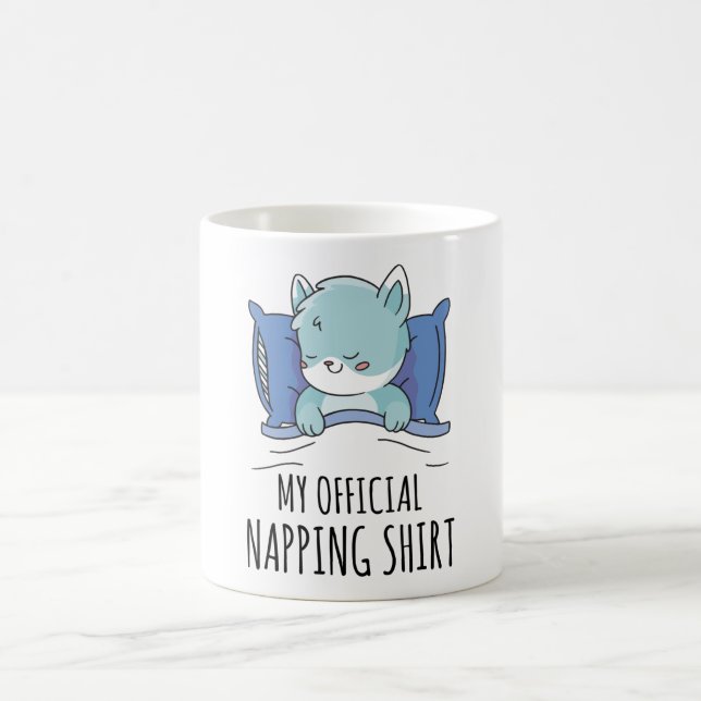 Mug Ma chemise de sieste officielle avec Cat couché (Centre)