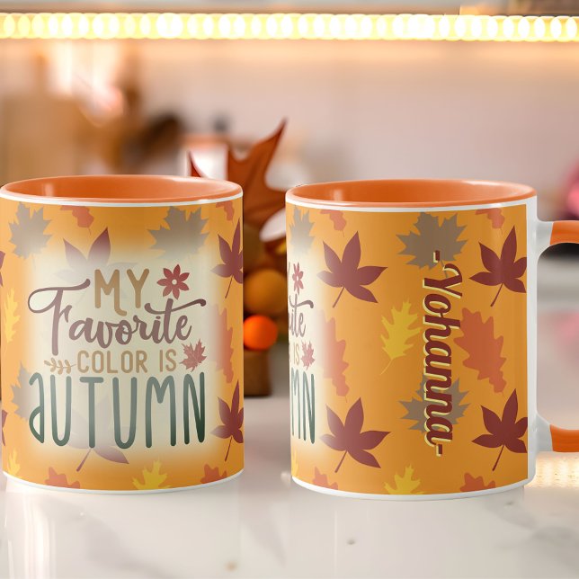 Mug Ma couleur préférée est le feuille personnalisé Au (My favorite color is Autumn personalized leaves Mug)