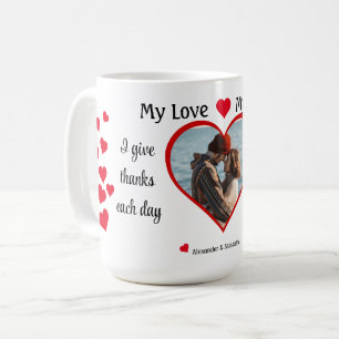 Mug Ma vie mon amour Photo de cœur romantique