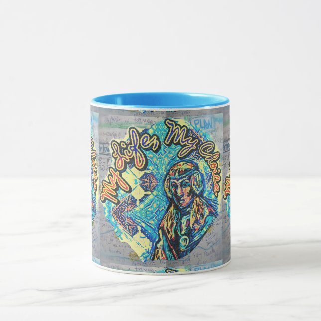 Mug Ma Vie, Mon Choix. Femme princière et fractale (Centre)