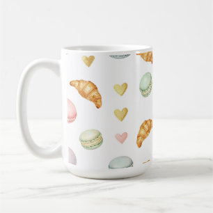 Mug Macarons pastel et croissants motif sans couture