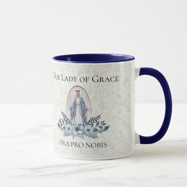 Mug Madame florale bleue de | de dentelle de Vierge (Droite)