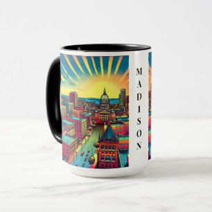 Mug Madison, Wisconsin Skyline au coucher du soleil