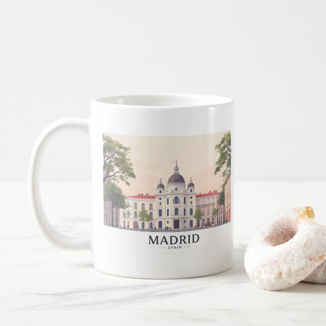 Mug Madrid Espagne Palais Royal Pastel Voyage Design (Avec donut)