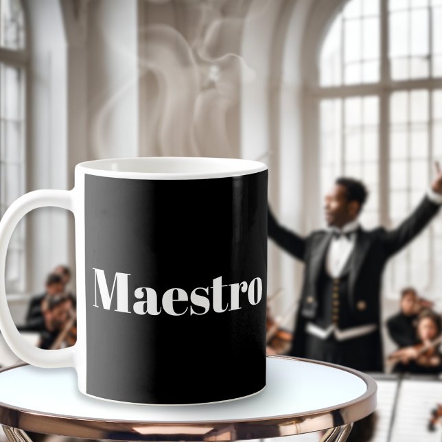 Mug Maestro Conducteur Pianiste Musicien Thème (A mug with 'Maestro' wording, for a musical director, conductor, composer or performer)
