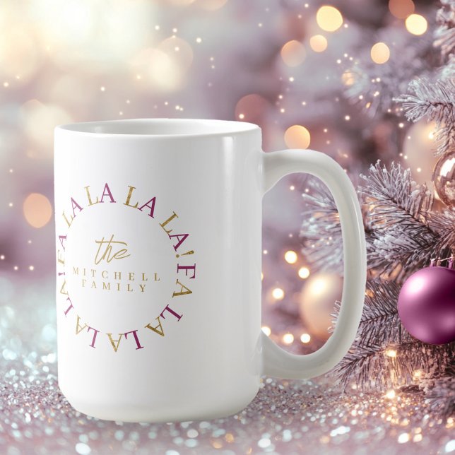 Mug Magenta Gold Christmas Fa La La ID1009 (Créateur téléchargé)