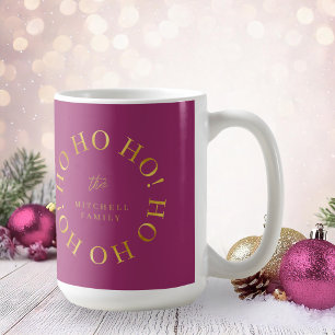 Mug Magenta Gold Christmas Ho Ho Ho ID1009