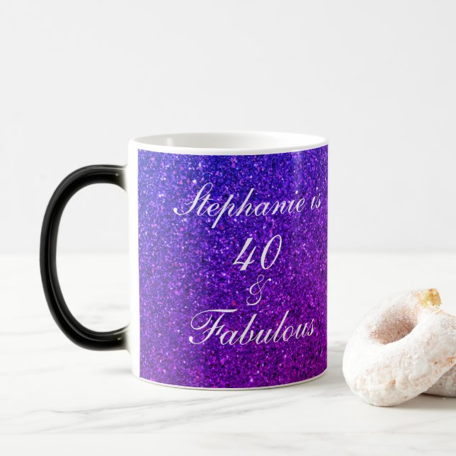 Mug Magic 40 Et Fabuleux Anniversaire Rose Purple Parties sc (Avec donut)