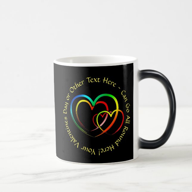 Mug Magic Ajouter des noms Message texte - Cœurs sur fond no (Droite)