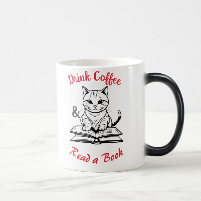 Mug Magic Amateurs de livres, Café à boire, Chat mignon dans (Droite)