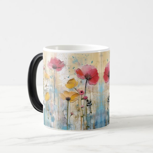 Mug Magic Aquarelle à fleurs florales Abstraite (Devant gauche)