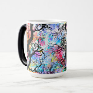 Mug Magic Aquarelle arc-en-ciel ciel, silhouettes noires