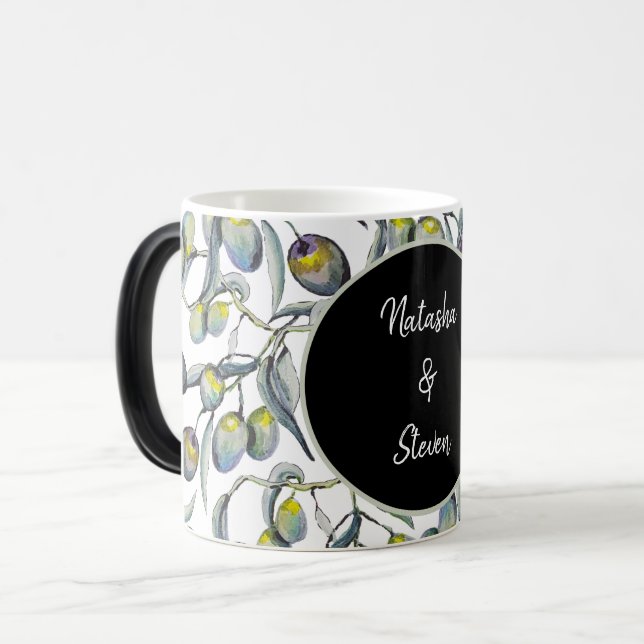 Mug Magic Aquarelle magique en olive peinte à la main (Devant gauche)