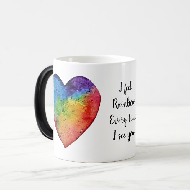Mug Magic Aquarelle mignonne Coeur arc-en-ciel (Devant gauche)