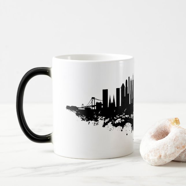 Mug Magic Aquarelle New York Skyline noir et blanc (Avec donut)