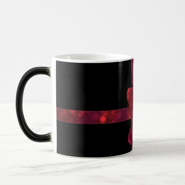 Mug Magic Arc rouge parties scintillant et étoiles sur noir (Gauche)