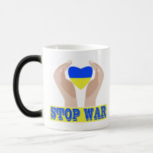Mug Magic Arrêtez la guerre Drapeau ukrainien cœur dans les