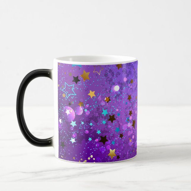 Mug Magic Arrière - plan de feuille violet avec étoiles (Gauche)
