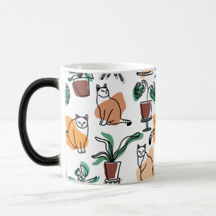 Mug Magic Art de trait dessin chats et fleurs
