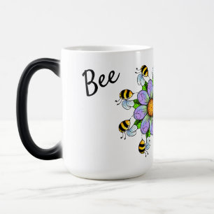 Mug Magic Bee Magical, fleur violette et abeilles mignonnes