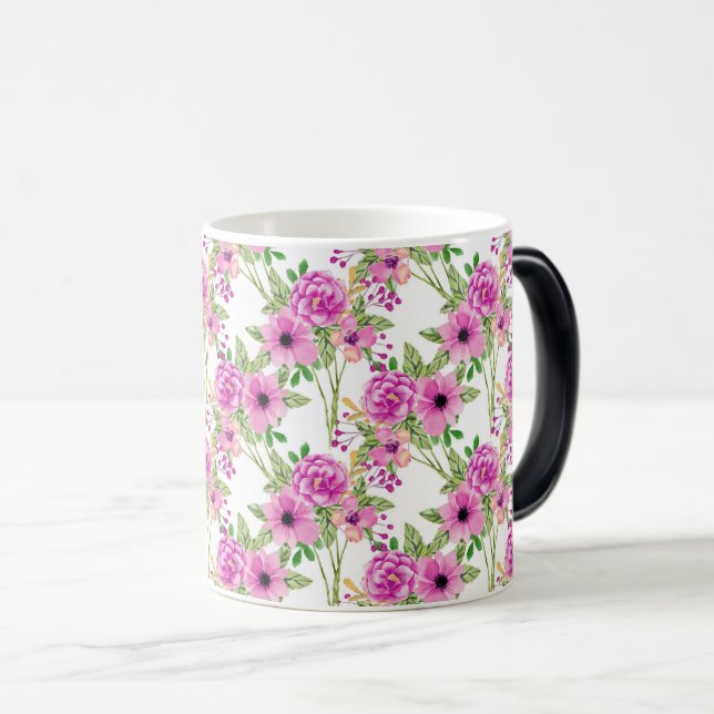 Mug Magic Belle Aquarelle Florale violette Motif sans coutur (Devant droit)