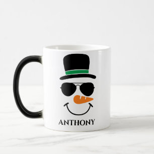 Mug Magic bonhomme de neige de Noël personnalisé avec nom pe