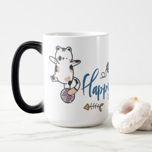 Mug Magic Bonne année entre chatons équilibrés sur un fil
