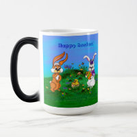 Bonne Pâques ! Lapin avec lapin et poussin