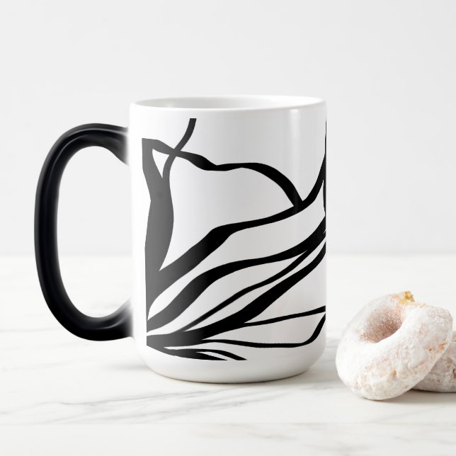 Mug Magic Bouquet Blanc : Abstrait blanc & noir (Avec donut)