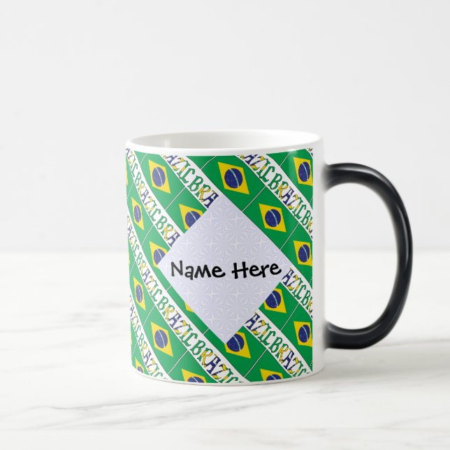 Mug Magic Brésil et Brésil Drapeau Carrelé Personnalisé (Droite)
