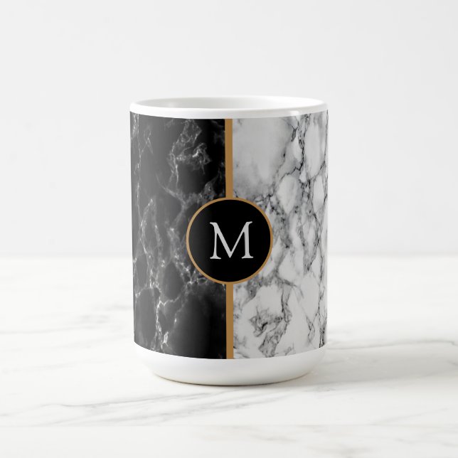 Mug Magic Cadeau personnalisé en marbre noir blanc en pierre (Centre)