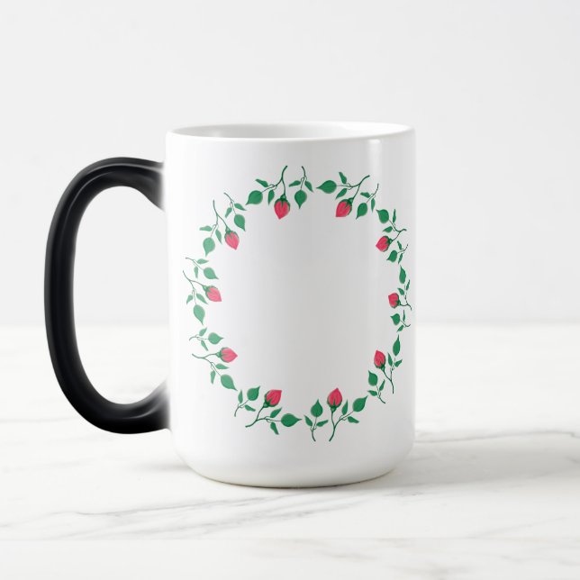 Mug Magic Cadre rond fleuri avec fleurs roses (Gauche)
