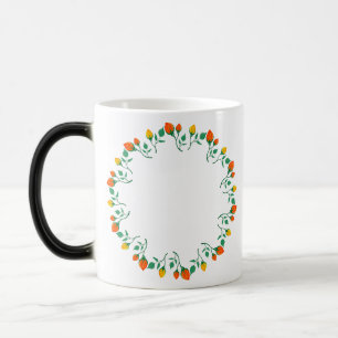 Mug Magic Cadre rond floral avec fleurs de rose jaune et rou