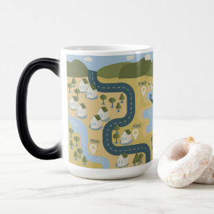 Mug Magic Caricature élégante paysage carte de voyage