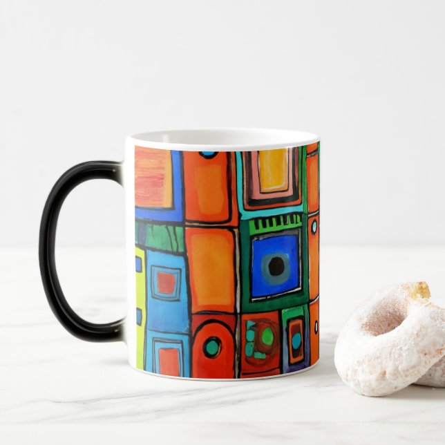 Mug Magic Carrés asymétriques Abstraits (Avec donut)